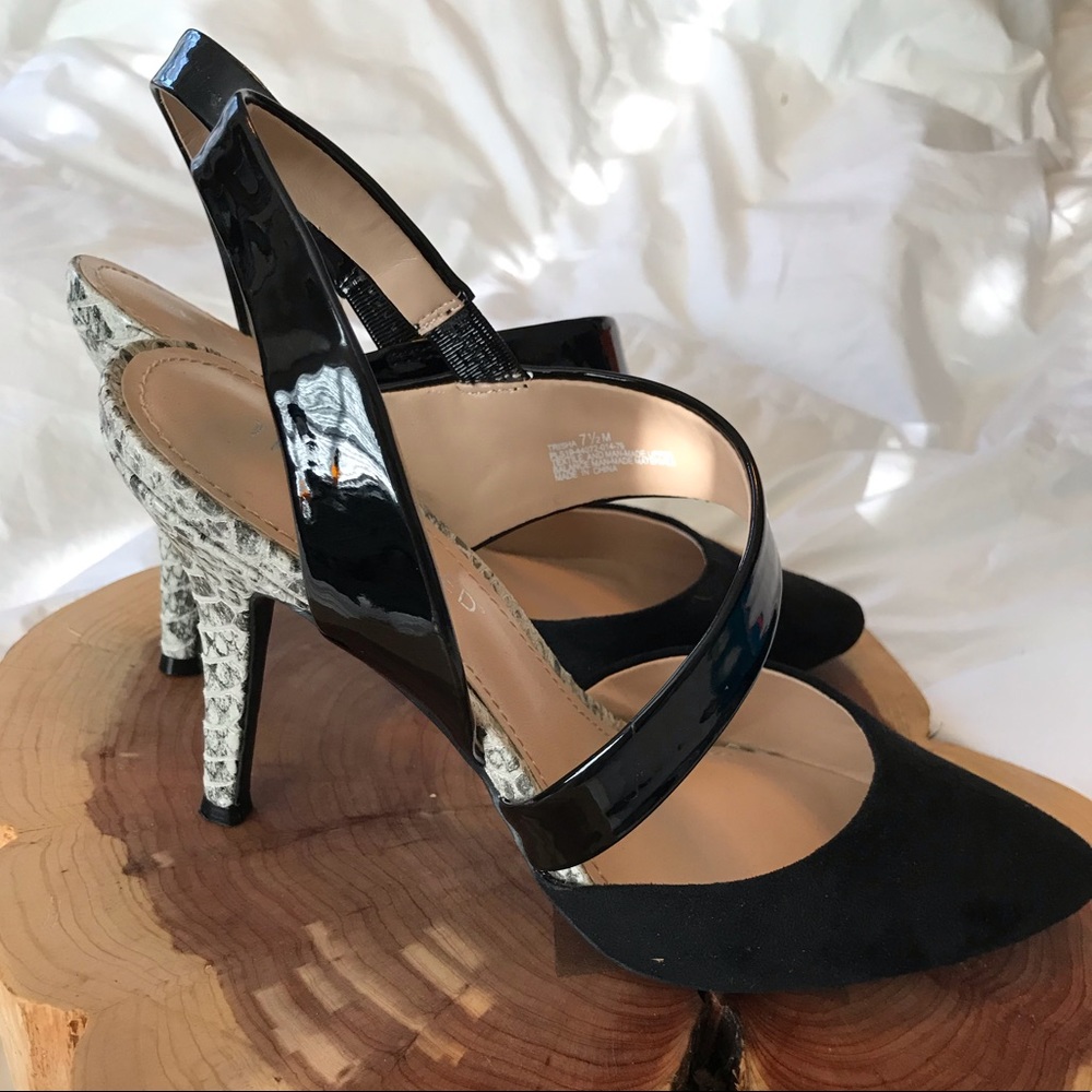 The Limited asymmetrical pump - snake print heel